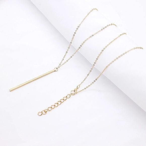 Vertical Gold Silver Bar Necklace - Picture 4 of 6